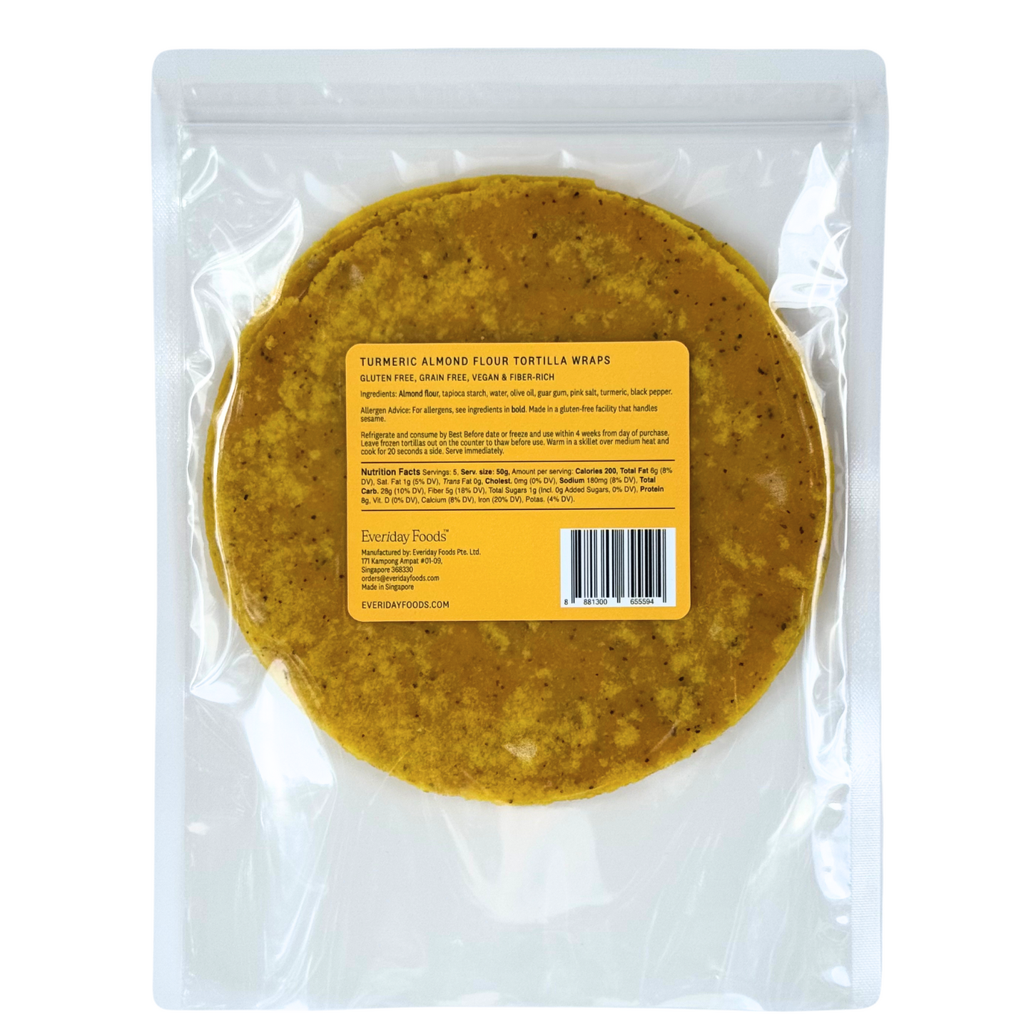 Turmeric Almond Flour Vegan Tortilla Wraps