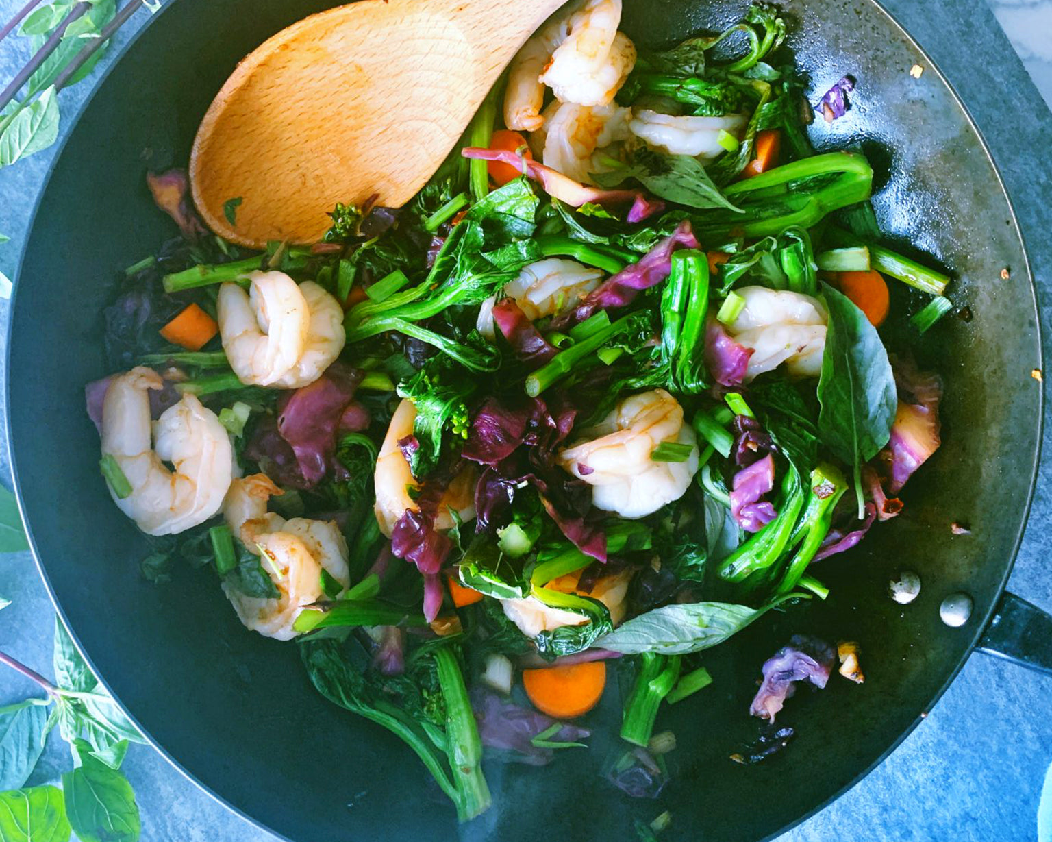 Stir-Fried Prawns with Thai Basil