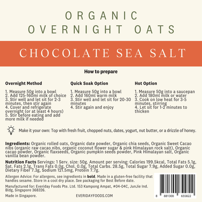 Organic Overnight Oats Chocolate Sea Salt | 250g